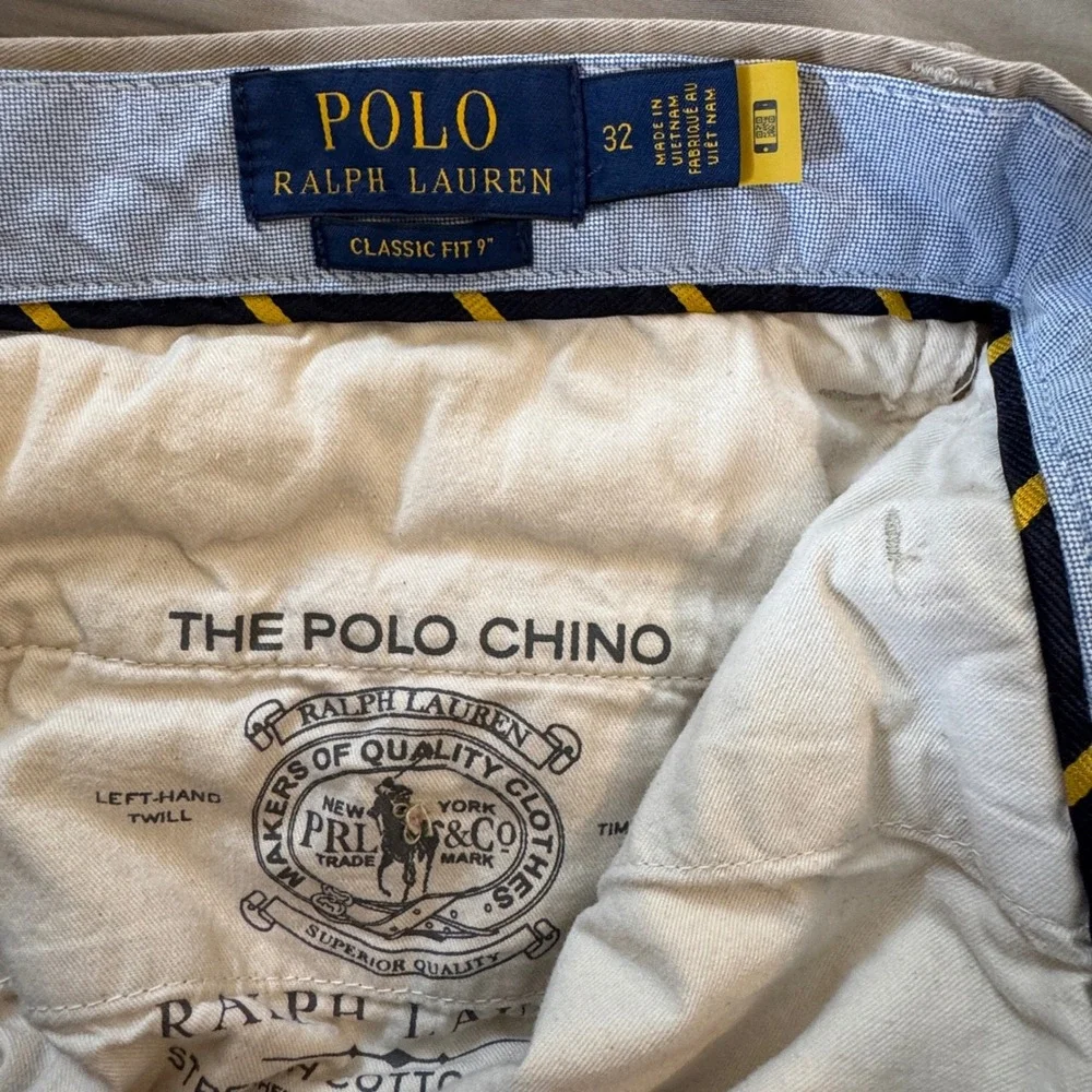Polo Ralph Lauren Men Classic Fit 9" Chino Shorts Tan Khaki Cotton Stretch 32 - Picture 3 of 8
